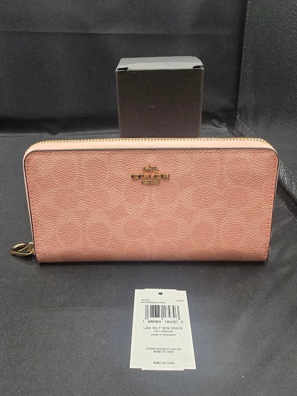 Coach Long Zip Around Wallet in Signature Canvas CEC20 Powder Pink